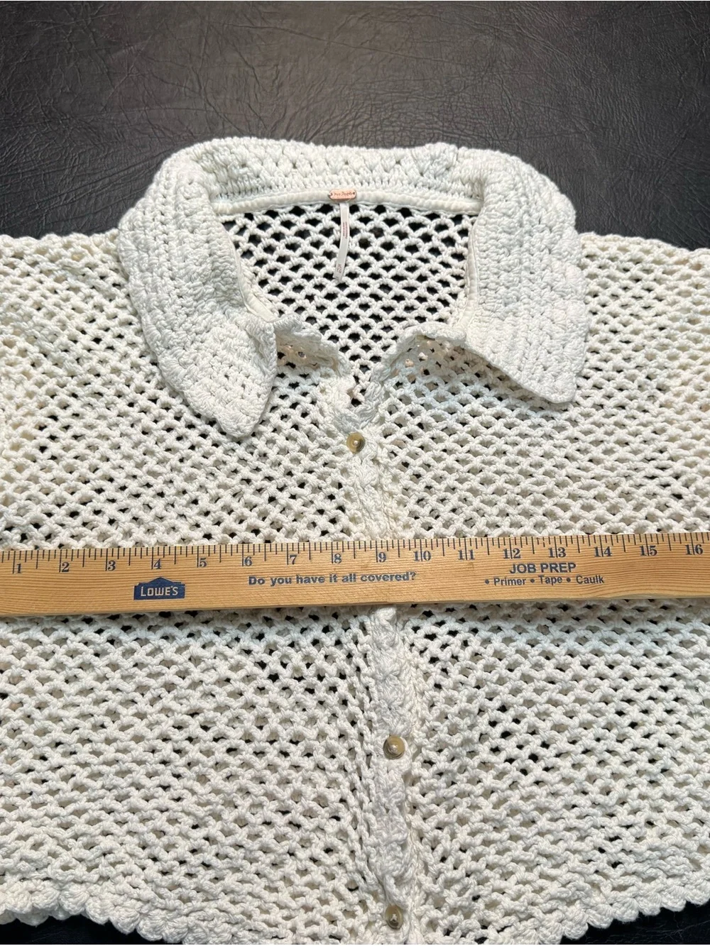 Free People Lily Crochet Top XL Coconut Milk Cotton Open Knit Boho Coastal